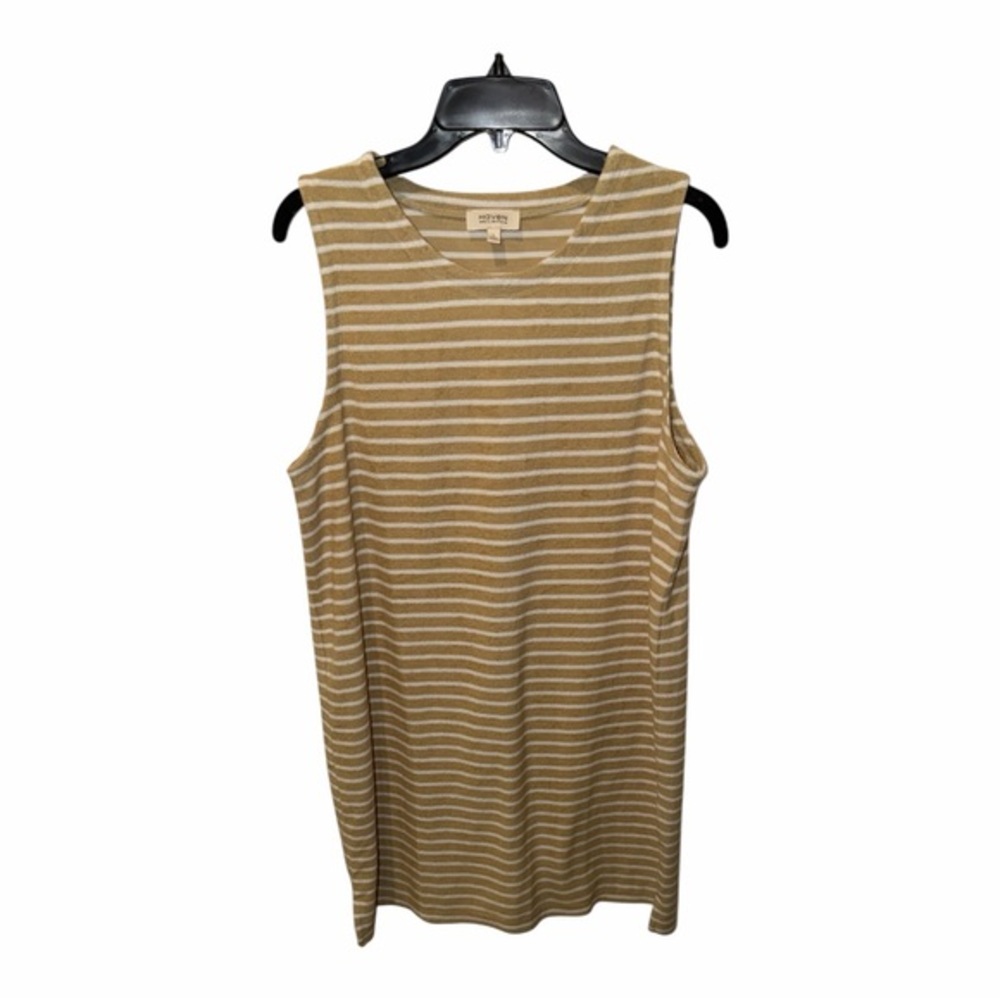 Haven Well Within NWOT Sleeveless Textured Striped Midi Dress in Tan and White